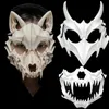 Skull Party Mask Demon Lobons Tigre crânio Half face Cover Máscara Halloween Dance Prom Cosplay Costume Eyewear Prop Carnival Mask HKD230810