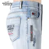 Mens Jeans Bruce Shark Summer Stretching Cotton Straight Casual Fashion Denim mens pants big size 8517 230809