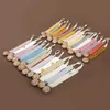 3Pcs Cute Cotton Wooden Pacifier Clip for Baby Girl Boy Soother Chain Holder Babies Newborn Teething Toy Shower Gift