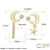 Chains 925 Sterling Silver Star Moon Earrings For Women Korean Version Fashion Asymmetric Small Design Short