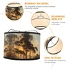 Pendant Lamps Lampshade Retro Home Decor Bamboo Cover Printed Exquisite Host Dining Room European