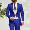 Erkekler Suits Blazers İnce Fit İtalyan Erkekler Çifte Göğüslü Ceket Beyaz Yelek İle Beyaz Yelek 3 Parça 3 Parça Moda Düğün Damat Smokin 230809