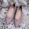 Brand designer women's rivet sandals sexy pointed rivets nude beach fashion wedding shoes rivet women's flat shoes 35-43