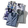 남성용 캐주얼 셔츠 패션 패션 영국 스타일 한국어 버전 100면 여름 패치 워크 컬러 격자 무늬 사업 단락 셔츠
