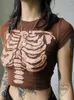 T-shirts pour femmes Gothic Summer 2023 Y2K Grunge Slim Top Harajuku Vintage Skeleton Baby Tee Emo Fairy Graphic Women Short Sleeve Crop