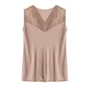 Camisoles Tanks Women Tank Top 23% Silk 77% Polyester Lace V Neck Slim Fit Sleeveless Vest Blus Shirt TU019