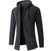 Men's Sweaters 2023 Cardigan Men Fleece Solid Color Fashion Hooded Coat Thick Casual Warm Knitting Winter Outerwear