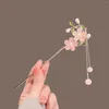 Hair Clips Chinese Flower Pins For Women Styling Sticks Alloy Chopsticks With Long Tassel Girls Accessories