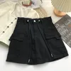 Skirts Army Green Short Cargo Skirt Women Drawstring High Waist Mini Skirts Female Y2K Streetwear Big Pocket A-Line Skirts De Mujer 230810