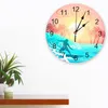 Wall Clocks Surfing Waves Sunset Coconut Trees Large Clock Dinning Restaurant Cafe Decor Round Silent Home Decoration