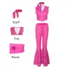 موضوع فيلم Mostume Movie Margot Robbie Ken Prince Princess Cosplay Costume Pink Dress Top Pants Kids Girls Full Women Halloween Carnival Party 230809