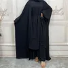 Vêtements ethniques 3 pièces Abaya ensemble musulman Hijab robe avec jupe portefeuille crêpe froissé ouvert Abayas pour les femmes dubaï turquie africain islamique