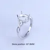 Pierścienie klastra 925 Sterling Srebrny kolor regulowany pierścień Blanki 8 10 mm Owalne Ustawienia kabochonu