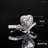 Trouwringen Romantisch Verzilverd Hart Voor Vrouwen Shine White CZ Stone Inlay Mode-sieraden Engagement Party Gift Ring
