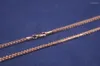 Chains Real Pure 18K Rose Gold Chain Women Lucky 2mm Hollow Wheat Necklace 50cm/4.2g
