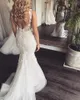 2023 Sexy Lace Mermaid Wedding Dresses V Neck 3D Floral Flowers Beads Open Back Sweep Train Sleeveless V Neck Bridal Gowns Summer Vestido De Novia