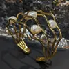 Bangle Gorgeous Charming Hand Make Three Layers Pearl Women Real Gold Plated Open Size Fashion Boho Tillbehör