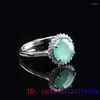 Кластерные кольца бирманский нефрит подарок подарки Emerald Vintage Fashion Natural Blue Real Cryfud 925 Silver Jadeite Роскошные драгоценные камни подарки