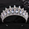 Wedding Hair Jewelry Opal Princess Crown Royal Queen Green Crystal Tiaras Bride Headwear Baroque Retro Bridal Head Accessories 230809