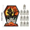 Decorative Objects Halloween Advent Calendar Home Decorations Wooden Crafts Bedroom Haunted House Desktop Decoration Accessories Coffin 230809