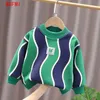 Hoodies Sweatshirts Autumn Winter Long sleeve T-shirt Kids Girl Sports Pullover Boy's Plush Stripe Sweatshirt Kid's Sweater Tops baby Undercoat 2-9Y 230809