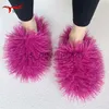 Tofflor heta försäljning faux päls tofflor kvinnor höst vinter teddy päls slider fluffig sandal hem plysch bomull fuzzy flip flops skor plus size j230810