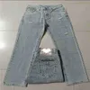 Trendig sann designer mens jeans stora buddha religion stor tjock tråd lös rak ben casual byxor