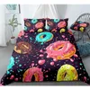 Bedding sets Donuts Duvet Cover Set Pink Chocolate Lemon Blue Mint Kids Boys Girls Food Quilt Queen Bed Dropship 230809