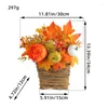 Decorative Flowers Thanksgiving Artificial Pumpkin Flower Basket Wreath Hanging Garland Front Door Garden Home Decor Drop