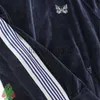Men's Tracksuits Embroidery Butterfly Needles Tracksuit Zipper Jacket AWGE Dark Blue Set J230810