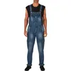 Men's Jeans Fashionable Multi Pocket Denim Jumpsuit Tear Overalls Trousers Co S3