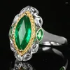 Cluster Rings Ruzzallati Vintage Horse Eye 2.5 Lab Emerald Stone Ring Silver Color Wedding Engagement Brud Smycken Jubileumsgåva