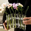 透明なガラスの花瓶のチューブ吊り花holder植物コンテナ家のための花の花瓶部屋の装飾hkd230810