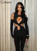 Cutenew Women's Hollow Out Jumpsuits sexy sexy Off Off Off Off Lengeave cleavage Body shom