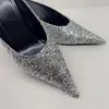 Tofflor stjärna ins stil rhinestone stilett pekade tå sandaler glitter paljar pumpar kvinnor fest prom skor designer runway sko