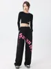 Pantaloni da donna Capris Deeptown Hippie Kpop Lettera Pantaloni della tuta neri Donna Harajuku Streetwear Oversize Track American Retro Baggy Jogger Pantaloni 230809