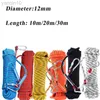 Rock Protection 12mm 10/20/30m High Strength Safety Rock Climbing Rope+2 Hooks Emergency Fire Escape Rope Lifeline Outdoor Survival Tool HKD230810