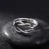 Band Rings Real Silver 925 Thai Silver Concentric knot Ring Band Retro Weave Braid Cross Link Chain S925 Ring Bands Jewelry (HY)