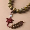 Strand naturligt grönt sandelträ halsband konstnärlig retro rosenkrans Buddha pärlor tröja kedja armband armband män kvinnor