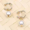 Fashion Gold Plated Designer Dangle Letters Stud Earring Diamond Earrings Brand Women Wedding Party Jewelry