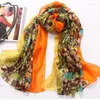 Halsdukar Spring Autumn Plus Size Pure Silk Scarf Shawl Printed Summer Mulberry Long Scarve Cover Up Female Orange Cape