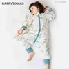Piżama happytobias letnie śpiory dla niemowląt długie, odpinane rękawy dzielne nogi sleep chłopcy i dziewczęta wad piżama dzieci S16 Z230811