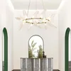 シャンデリアマウハイト楕円形のガラス天井シャンデリアモダンなLEDライトホーム装飾階段ランプゴールドペンダントランプ