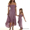 Family Matching Outfits Summer Mother and Daughter Dresses Family Matching Outfits Off-shoulder Dress with Ruffled Hem Tube Top Style Clothing