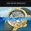 腕時計の腕時に洗礼を止めた男性用ファッション時計防水シリコンストラップヨーロッパスタイルの風3D彫刻ドラゴンダイヤルウォッチ
