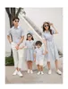 Family Matching Outfits Mother Daughter Shirt Dresses Striped Blouse Mommy and Me Clothes Mom Son Outfits Family Matching Clothing Tee Shirts for Dad