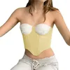 Damen Tanks Xingqing Frauen Weste 2023 Sommer Sexy Ärmellos Schnürung Neckholder Rückenfrei Kontrastfarbe Patchwork Unregelmäßiges Crop Top