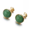 Boutons de manchette boutons de manchette en opale de luxe Lowkey pour hommes couleur or plaqué haute qualité marque rond vert oeil de chat liens en pierre cadeau 230809