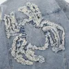 Męskie kurtki mężczyzn streetwear vintage dżinsowa kurtka zgrana pająk haft dżinsy Harajuku Hip Hop retro bombowiec bawełniany płaszcz 230810