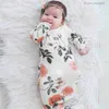 Pyjamas Baby Schlafsack Set Knoten Schlafkleid Schlafsack Baby Blume Langarm Swallow Verpackung+Hat Set Z230811